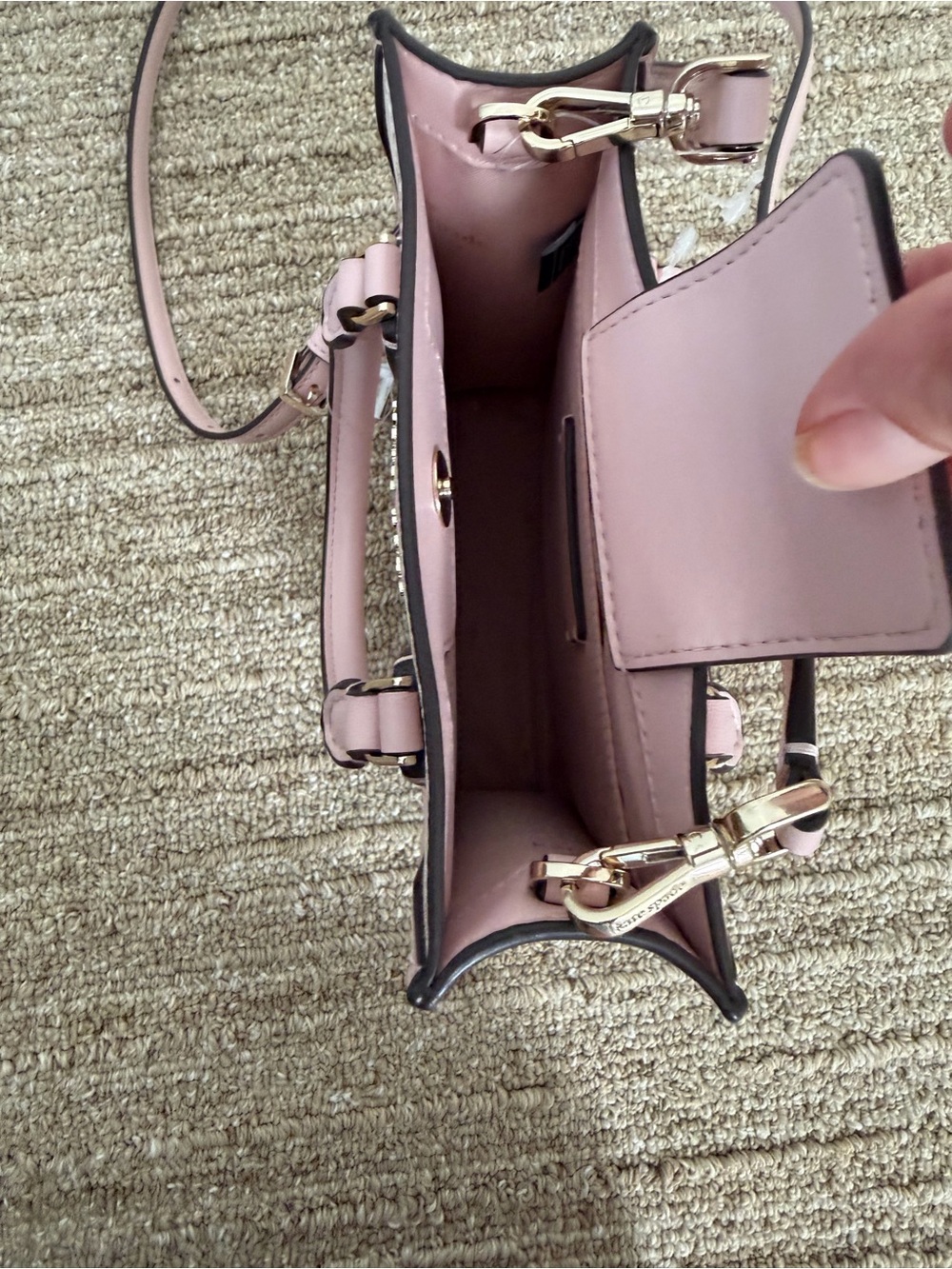 Kate Spade Pink Floral Satchel with Gold-Tone Logo - Picture 5 of 7